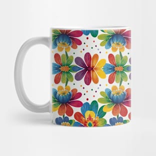 Colorful Rainbow Floral Pattern Bloom Mug